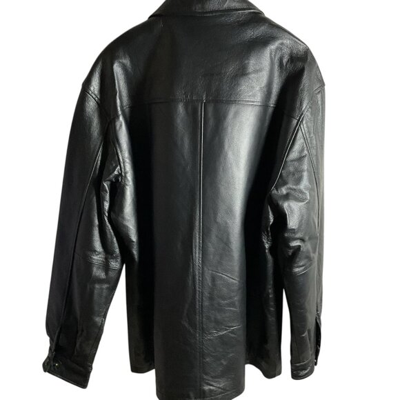 NWT Oscar Piel Mens Black Leather Jacket Zip Closure & Pockets - Picture 4 of 8